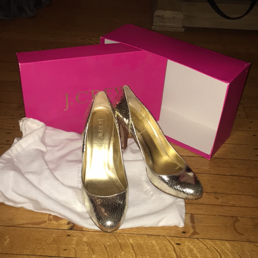 Fun Gold J.Crew Heels, Size 7.5
